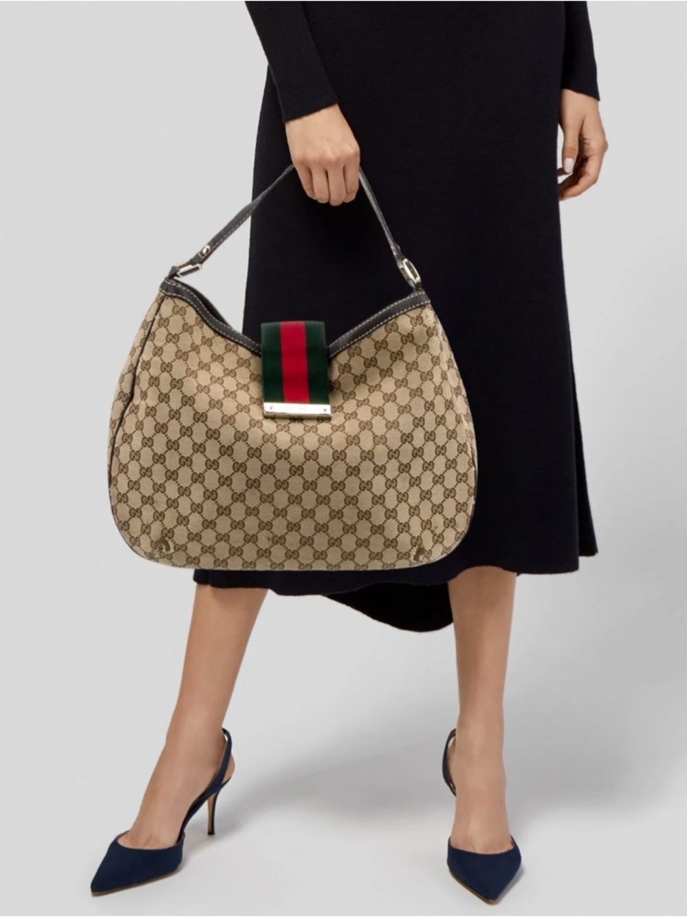 Gucci Tan GG Canvas Hobo with Green-Red  Accent - Picture 13 of 13